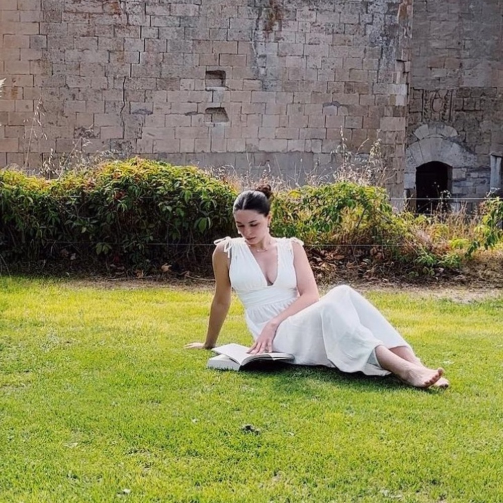 White summer long tie shoulder sundress